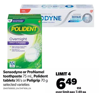 Real Canadian Superstore Sensodyne or pronamel toothpaste, polident tablets or poligrip offer