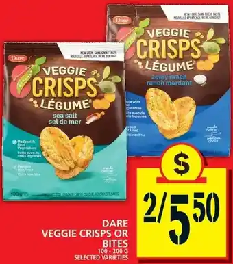 Food Basics Dare veggie crisps or bites offer