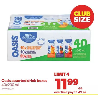 Real Canadian Superstore Oasis drink boxes offer