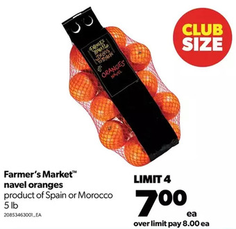 Real Canadian Superstore Farmer's market navel oranges offer