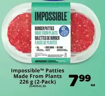 Real Canadian Superstore Impossible patties made from plants offer