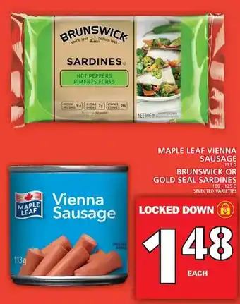 Food Basics Maple leaf vienna sausage | brunswick or gold seal sardines offer