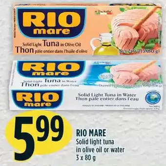Marché Adonis Rio mare solid light tuna in olive oil or water offer