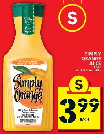 Food Basics Simply orange juice offer