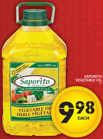 Food Basics Saporito vegetable oil offer