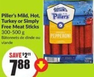 FreshCo Piller's Mild, Hot Turkey or Simply Free Meat Sticks 300-500 g offer