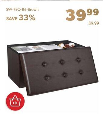 Shopper+ Folding storage ottoman foot rest coffee table stool faux leather organizer 1pc - sortwise offer