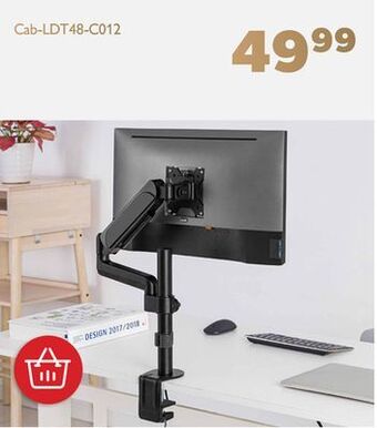 Shopper+ Adjustable gas spring single arm monitor desk mount for 17" to 32" screens - primecables offer
