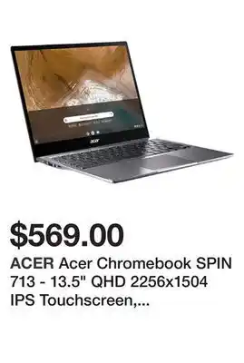 Newegg Acer chromebook spin 713 - 13.5" qhd 2256x1504 ips touchscreen, intel core i3-10110u, 8g ram. 128g flash drive, steel gray, c offer
