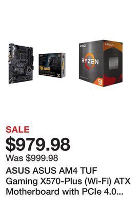 Newegg Asus am4 tuf gaming x570-plus (wi-fi) atx motherboard with pcie 4.0 dual m.2 12+2 with dr. mos power stage hdmi dp sata 6gb/s offer