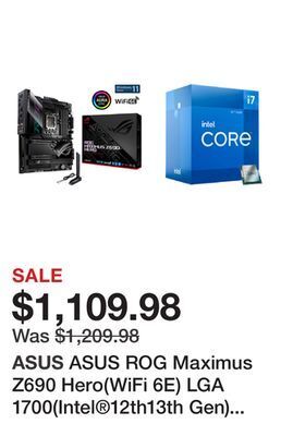 Newegg Asus rog maximus z690 hero(wifi 6e) lga 1700(intel®12th13th gen) atx gaming motherboard(pcie 5.0ddr5 20+1 90a power stages2.5 offer