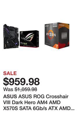 Newegg Asus rog crosshair viii dark hero am4 amd x570s sata 6gb/s atx amd motherboard and amd ryzen 7 5800x3d - ryzen 7 5000 series offer