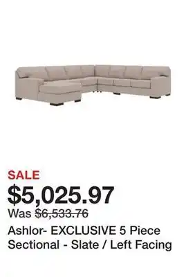 Ashley Furniture Ashlor- exclusive 5 piece sectional - slate / left facing offer