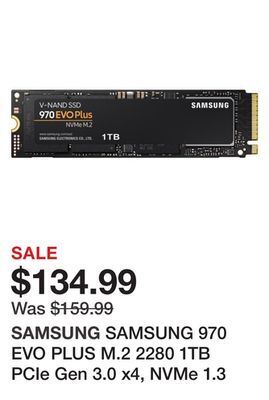 Newegg Samsung 970 evo plus m.2 2280 1tb pcie gen 3.0 x4, nvme 1.3 v-nand 3-bit mlc internal solid state drive (ssd) mz-v7s1t0b/am offer