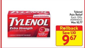 Walmart Tylenol pain relief offer