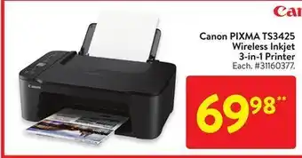 Walmart Canon pixma ts3425 wireless inkjet 3-in-1 printer offer