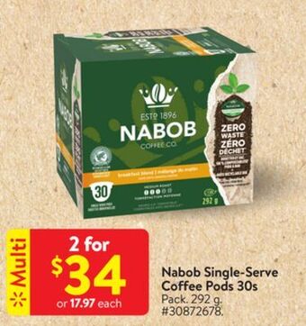 Walmart Nabob single-serve coffee pods 30s offer