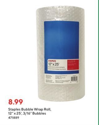 Staples Staples bubble wrap roll, 12" x 25", 3/16" bubbles offer