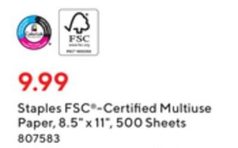 Staples Staples fsc-certified multiuse paper, 8.5" x 11", 500 sheets offer