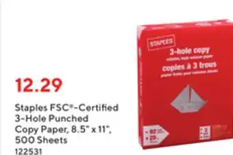 Staples Staples fsc-certified 3-hole punched copy paper, 8.5" x 11", 500 sheets offer