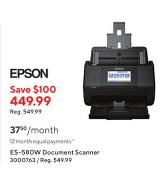 Staples Epson es-580w document scanner offer