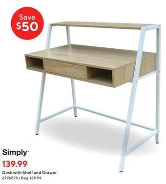 Staples Simply desk with shelf and drawer offer
