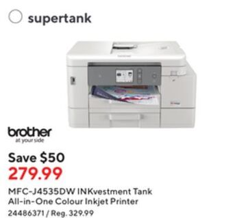 Staples Brother mfc-j4535dw inkvestment tank all-in-one colour inkjet printer offer