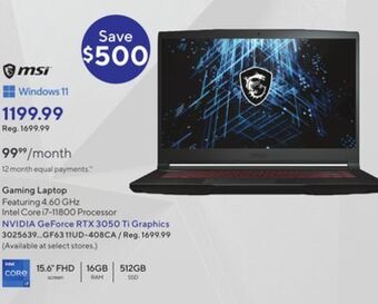 Staples Msi gaming laptop offer