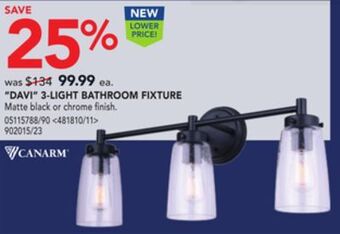 Lowe's Canarm "davi" 3-light bathroom fixture offer
