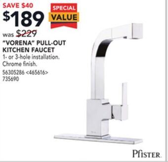 Lowe's Pfister "vorena" pull-out kitchen faucet offer
