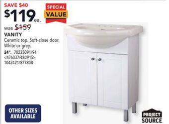 Lowe's Project source vanity 24" offer