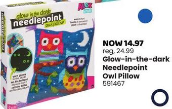 Toys R us Alex glow-in-the-dark needlepoint owl pillow offer