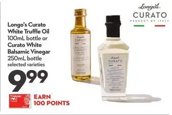 Longo's Longo's curato white truffle oil 100ml bottle or curato white balsamic vinegar 250ml bottle offer