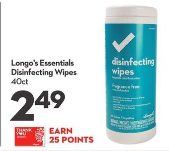 Longo's Longo's essentials disinfecting wipes offer
