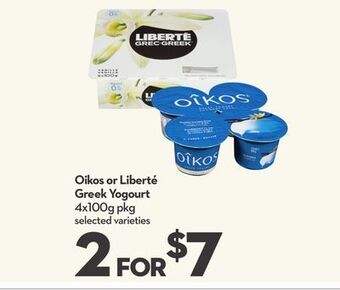 Longo's Oikos or liberté greek yogourt offer