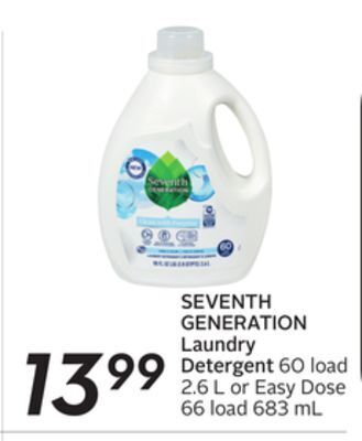 Sobeys Seventh generation laundry detergent offer