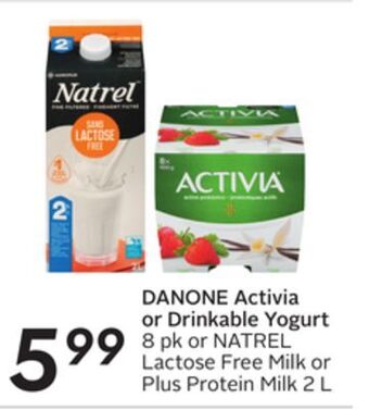 Sobeys Danone activia or drinkable yogurt offer