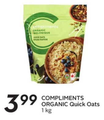 Sobeys Compliments organic quick oats offer