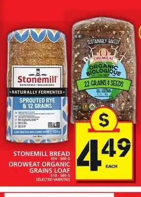 Food Basics Stonemill bread or oroweat organic grains loaf offer