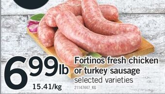 Fortinos Fortinos fresh chicken or turkey sausage offer