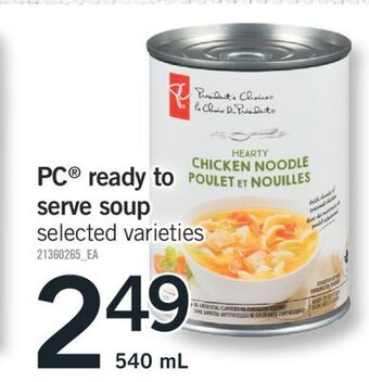 Fortinos Pc® ready to serve soup, 540 ml offer