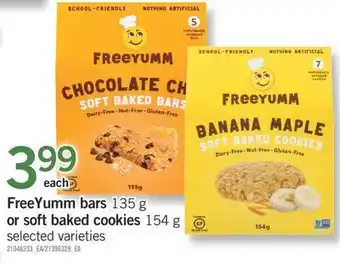 Fortinos Freeyumm bars, 135 g or soft baked cookies, 154 g offer