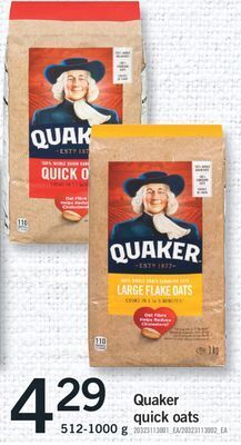 Fortinos Quaker quick oats,512-1000 g offer