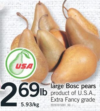 Fortinos Large bosc pears offer