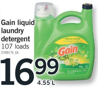 Fortinos Gain liquid laundry detergent, 4.55 l offer