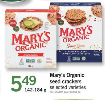 Fortinos Mary's organic seed crackers, 142-184 g offer