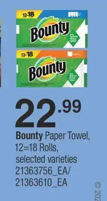 Fortinos Bounty paper towel, 12 = 18 rolls offer