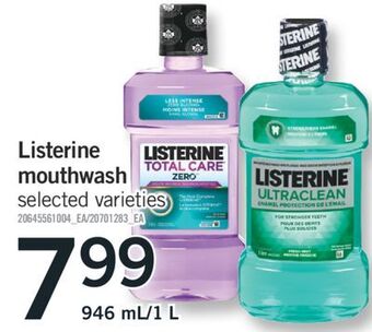 Fortinos Listerine mouthwash,946 ml/1 l offer