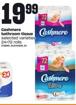 Loblaws Cashmere bathroom tissue, 24=72 rolls offer