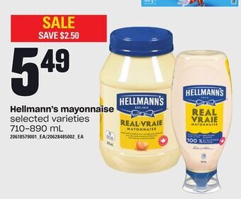 Loblaws Hellmann's mayonnaise, 710-890 ml offer